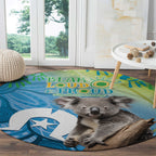 Vivid Minimal Koala NAIDOC 2024 Round Carpet Aboriginal Art Style