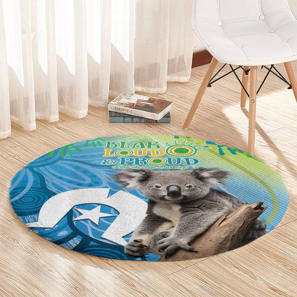 Vivid Minimal Koala NAIDOC 2024 Round Carpet Aboriginal Art Style