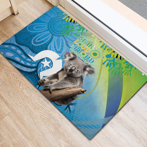 Vivid Minimal Koala NAIDOC 2024 Rubber Doormat Aboriginal Art Style