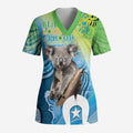 Vivid Minimal Koala NAIDOC 2024 Scrub Top Aboriginal Art Style - Aussie Hoodie