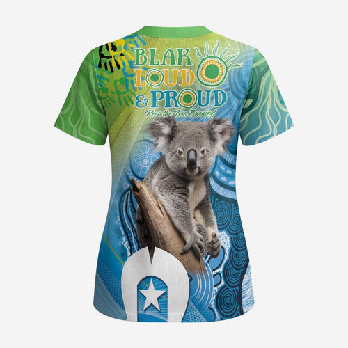 Vivid Minimal Koala NAIDOC 2024 Scrub Top Aboriginal Art Style - Aussie Hoodie