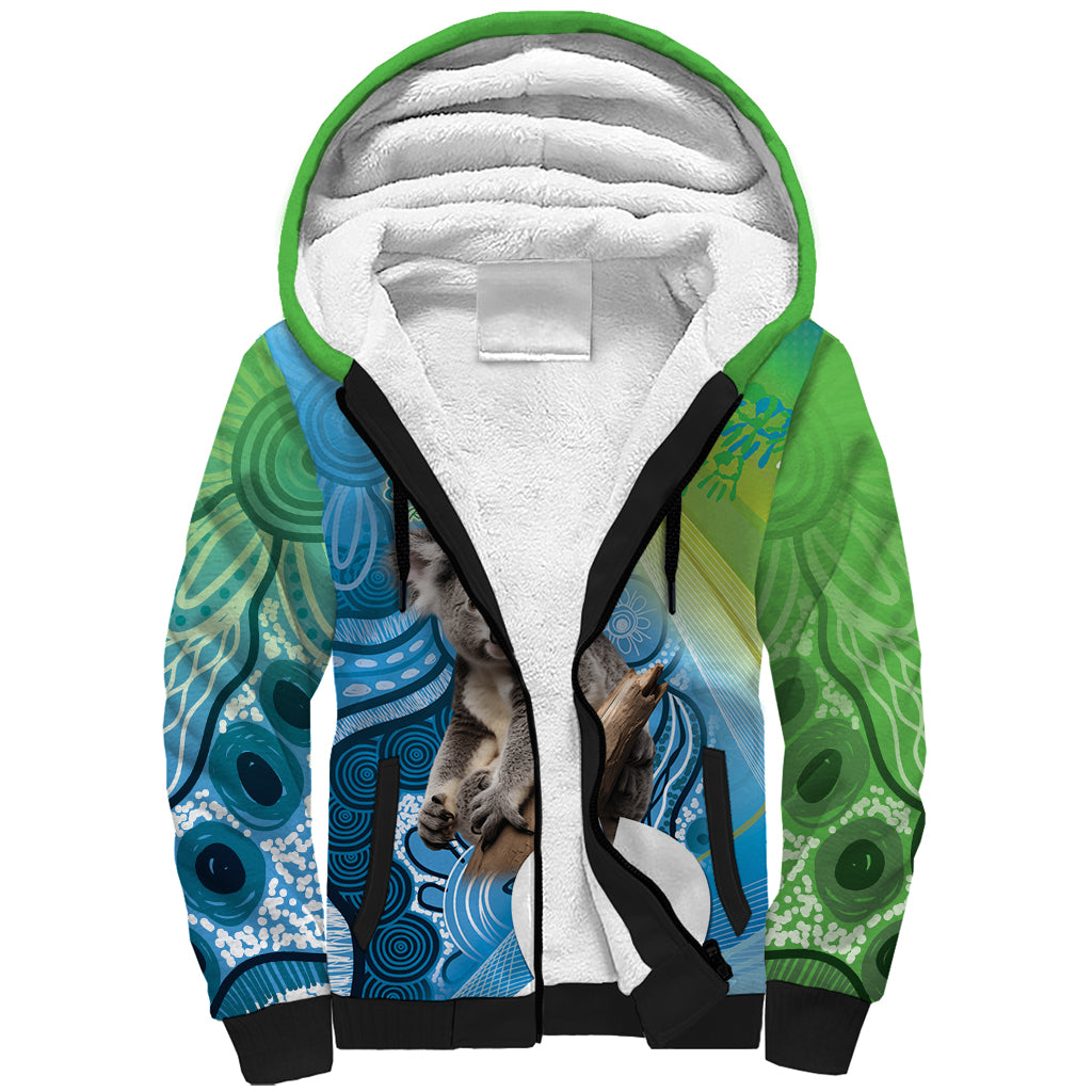 Vivid Minimal Koala NAIDOC 2024 Sherpa Hoodie Aboriginal Art Style