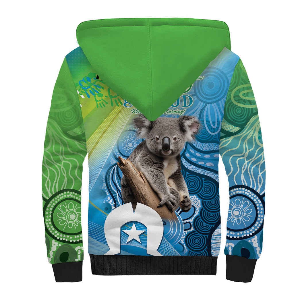 Vivid Minimal Koala NAIDOC 2024 Sherpa Hoodie Aboriginal Art Style