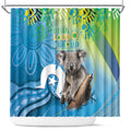 Vivid Minimal Koala NAIDOC 2024 Shower Curtain Aboriginal Art Style