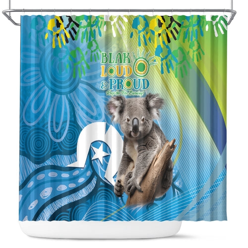 Vivid Minimal Koala NAIDOC 2024 Shower Curtain Aboriginal Art Style