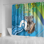 Vivid Minimal Koala NAIDOC 2024 Shower Curtain Aboriginal Art Style