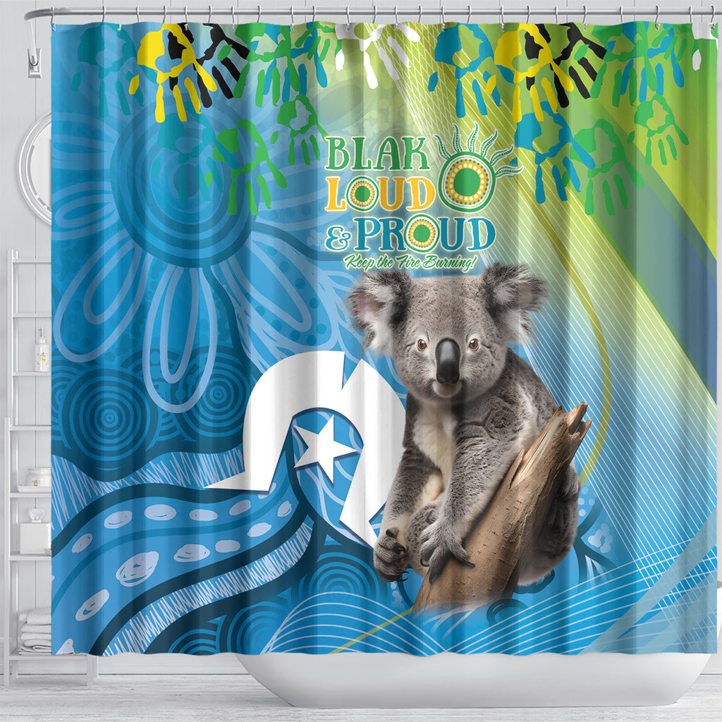Vivid Minimal Koala NAIDOC 2024 Shower Curtain Aboriginal Art Style
