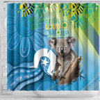 Vivid Minimal Koala NAIDOC 2024 Shower Curtain Aboriginal Art Style