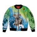Vivid Minimal Koala NAIDOC 2024 Sleeve Zip Bomber Jacket Aboriginal Art Style