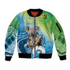 Vivid Minimal Koala NAIDOC 2024 Sleeve Zip Bomber Jacket Aboriginal Art Style
