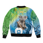 Vivid Minimal Koala NAIDOC 2024 Sleeve Zip Bomber Jacket Aboriginal Art Style