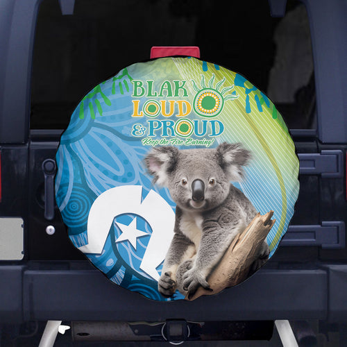 Vivid Minimal Koala NAIDOC 2024 Spare Tire Cover Aboriginal Art Style