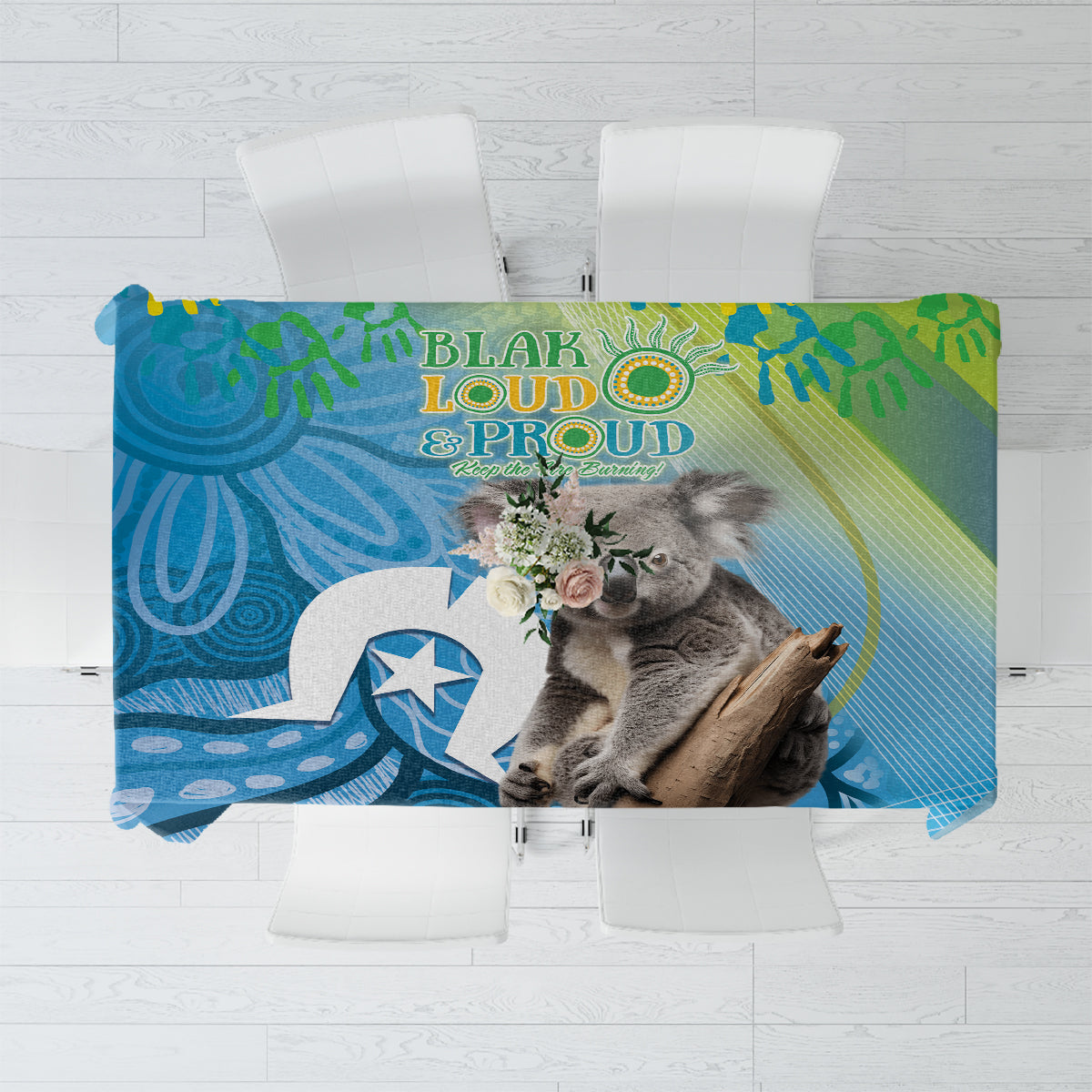 Vivid Minimal Koala NAIDOC 2024 Tablecloth Aboriginal Art Style