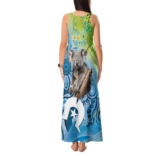 Vivid Minimal Koala NAIDOC 2024 Tank Maxi Dress Aboriginal Art Style