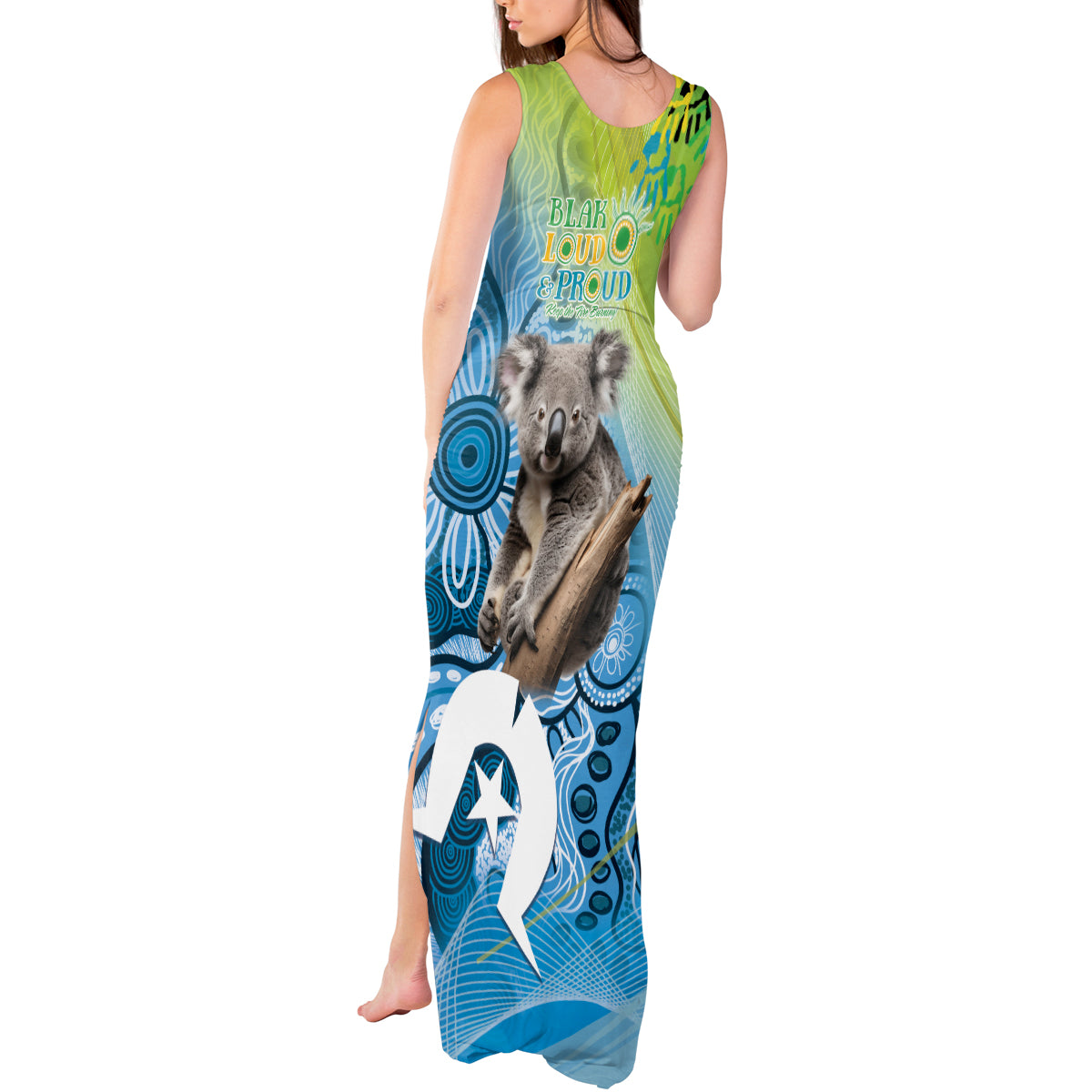 Vivid Minimal Koala NAIDOC 2024 Tank Maxi Dress Aboriginal Art Style