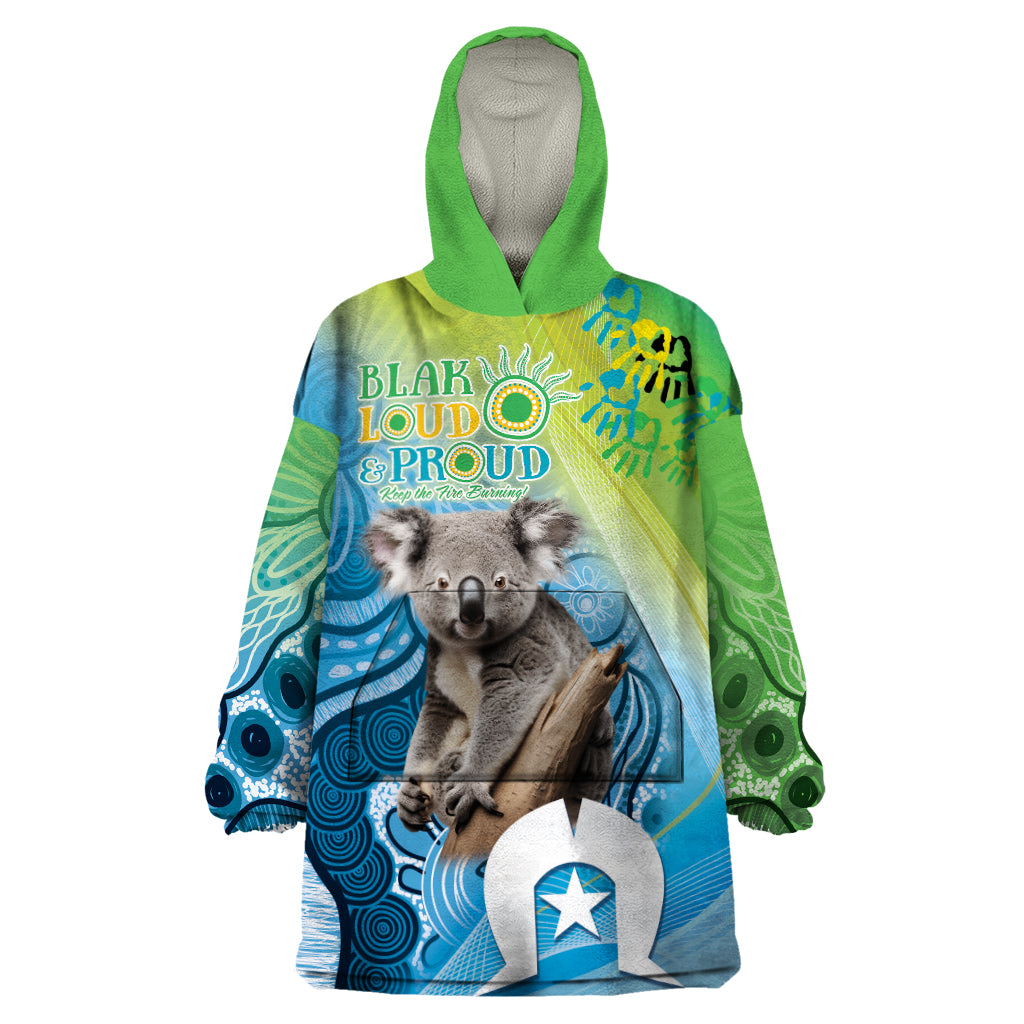Vivid Minimal Koala NAIDOC 2024 Wearable Blanket Hoodie Aboriginal Art Style