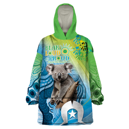 Vivid Minimal Koala NAIDOC 2024 Wearable Blanket Hoodie Aboriginal Art Style