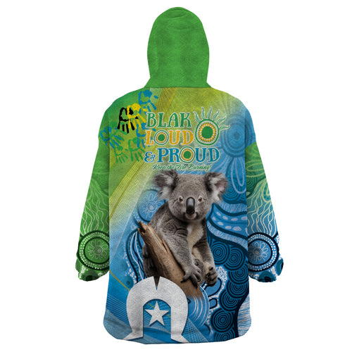 Vivid Minimal Koala NAIDOC 2024 Wearable Blanket Hoodie Aboriginal Art Style
