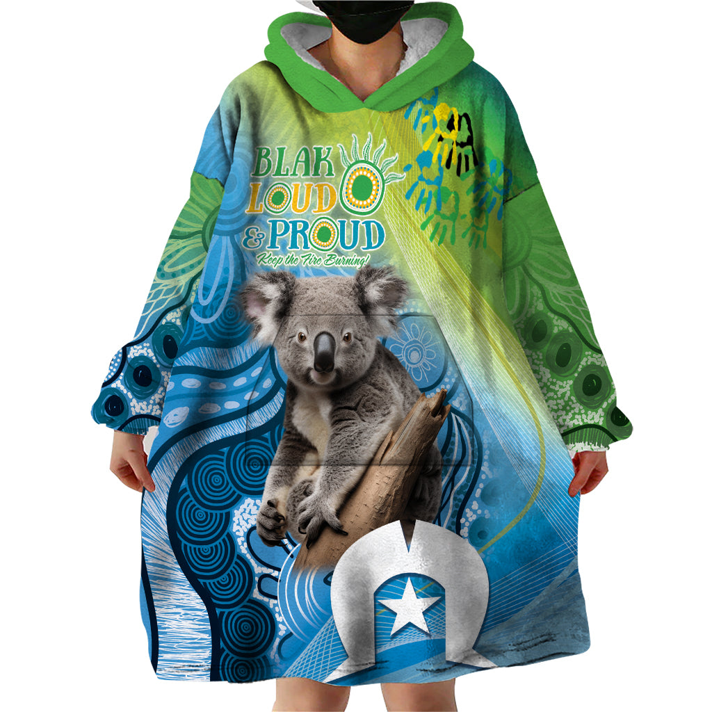 Vivid Minimal Koala NAIDOC 2024 Wearable Blanket Hoodie Aboriginal Art Style