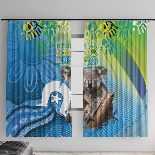 Vivid Minimal Koala NAIDOC 2024 Window Curtain Aboriginal Art Style