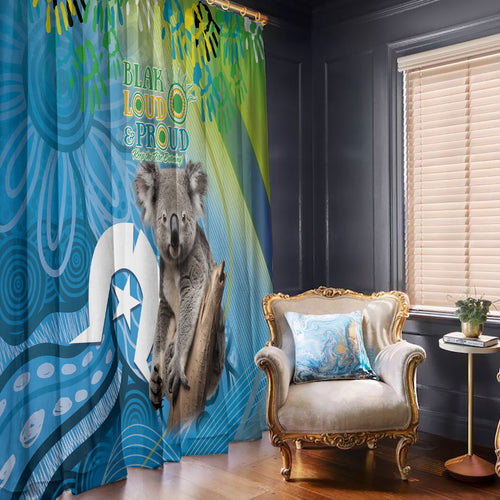 Vivid Minimal Koala NAIDOC 2024 Window Curtain Aboriginal Art Style