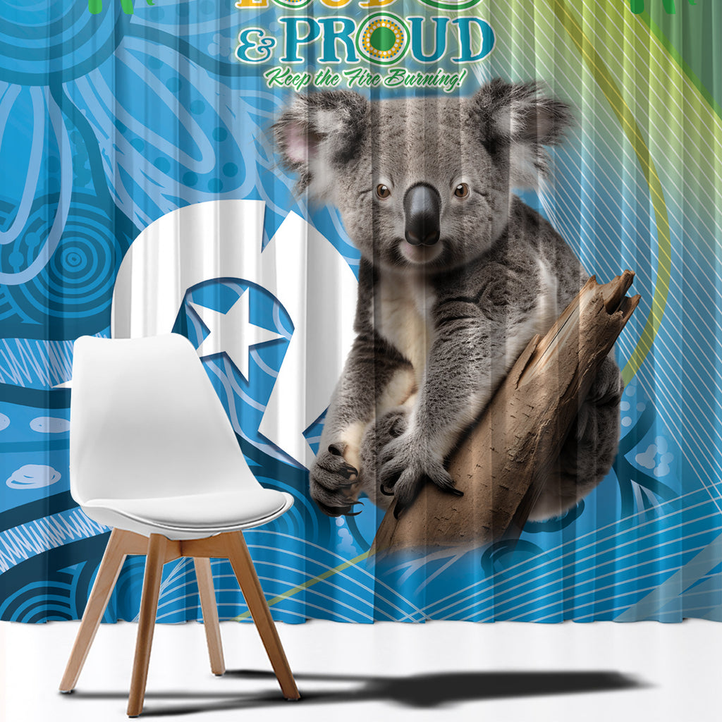 Vivid Minimal Koala NAIDOC 2024 Window Curtain Aboriginal Art Style