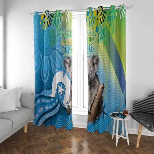 Vivid Minimal Koala NAIDOC 2024 Window Curtain Aboriginal Art Style