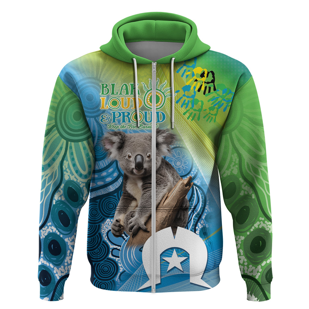 Vivid Minimal Koala NAIDOC 2024 Zip Hoodie Aboriginal Art Style