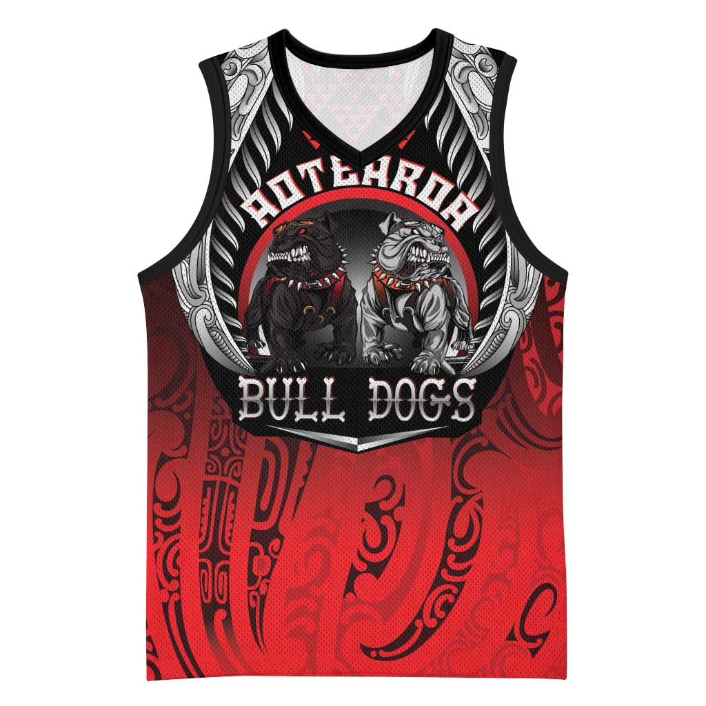 Aotearoa Bulldog Personalised Basketball Jersey Maori Kowhaiwhai Motif - Aussie Hoodie