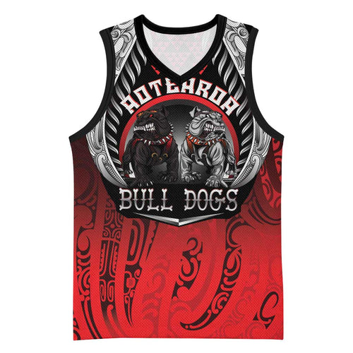 Aotearoa Bulldog Personalised Basketball Jersey Maori Kowhaiwhai Motif - Aussie Hoodie