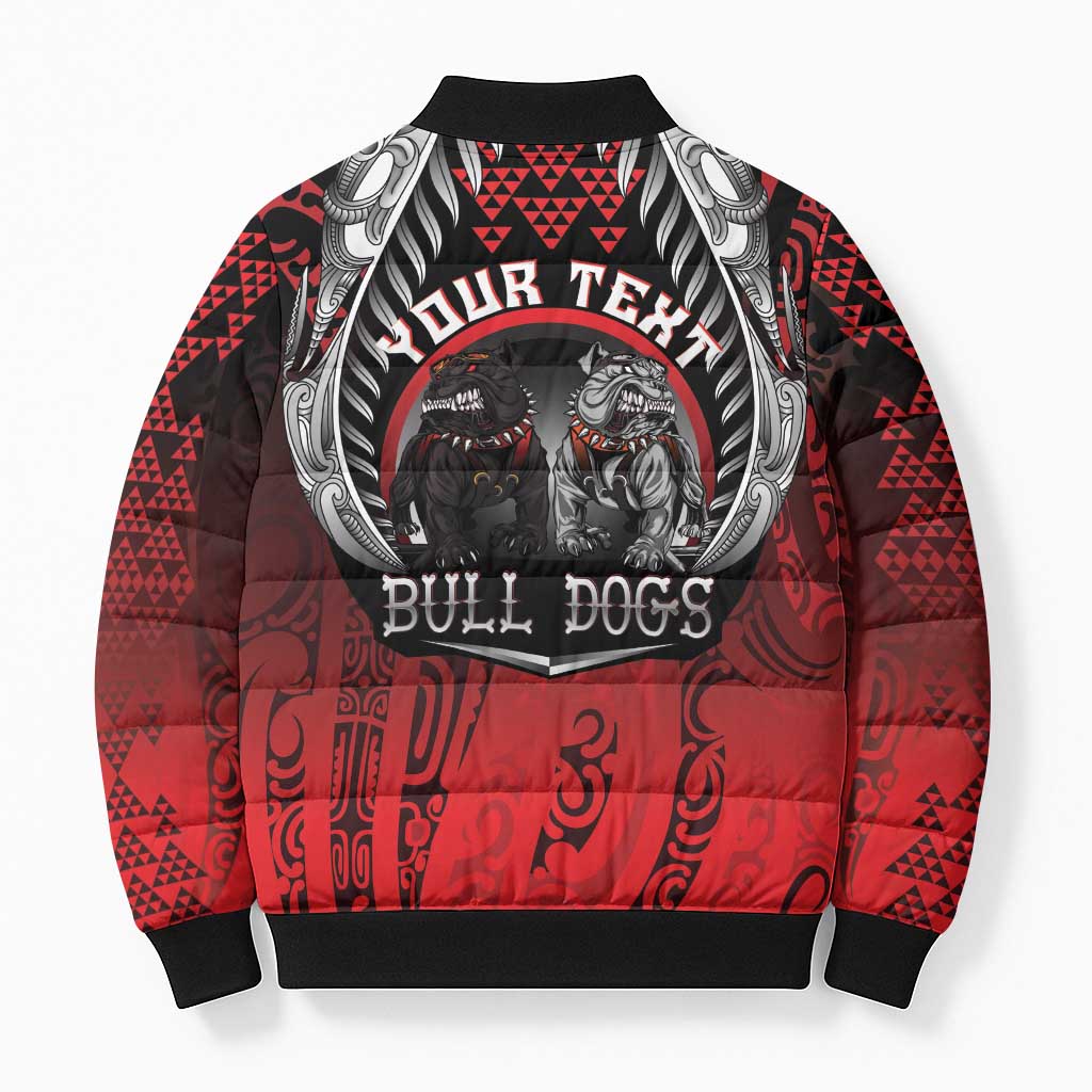 Aotearoa Bulldog Personalised Bomber Puffer Jacket Maori Kowhaiwhai Motif - Aussie Hoodie