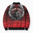 Aotearoa Bulldog Personalised Bomber Puffer Jacket Maori Kowhaiwhai Motif - Aussie Hoodie