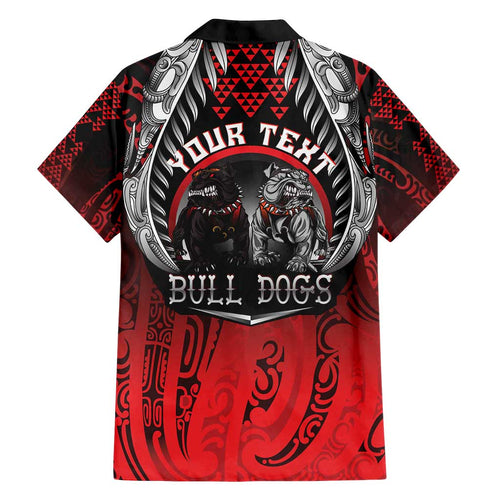 Aotearoa Bulldog Personalised Family Matching Long Sleeve Bodycon Dress and Hawaiian Shirt Maori Kowhaiwhai Motif