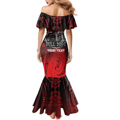 Aotearoa Bulldog Personalised Family Matching Mermaid Dress and Hawaiian Shirt Maori Kowhaiwhai Motif