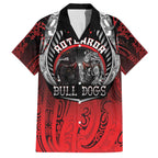 Aotearoa Bulldog Personalised Family Matching Off The Shoulder Long Sleeve Dress and Hawaiian Shirt Maori Kowhaiwhai Motif
