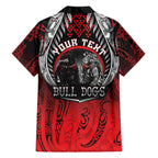 Aotearoa Bulldog Personalised Family Matching Off The Shoulder Long Sleeve Dress and Hawaiian Shirt Maori Kowhaiwhai Motif
