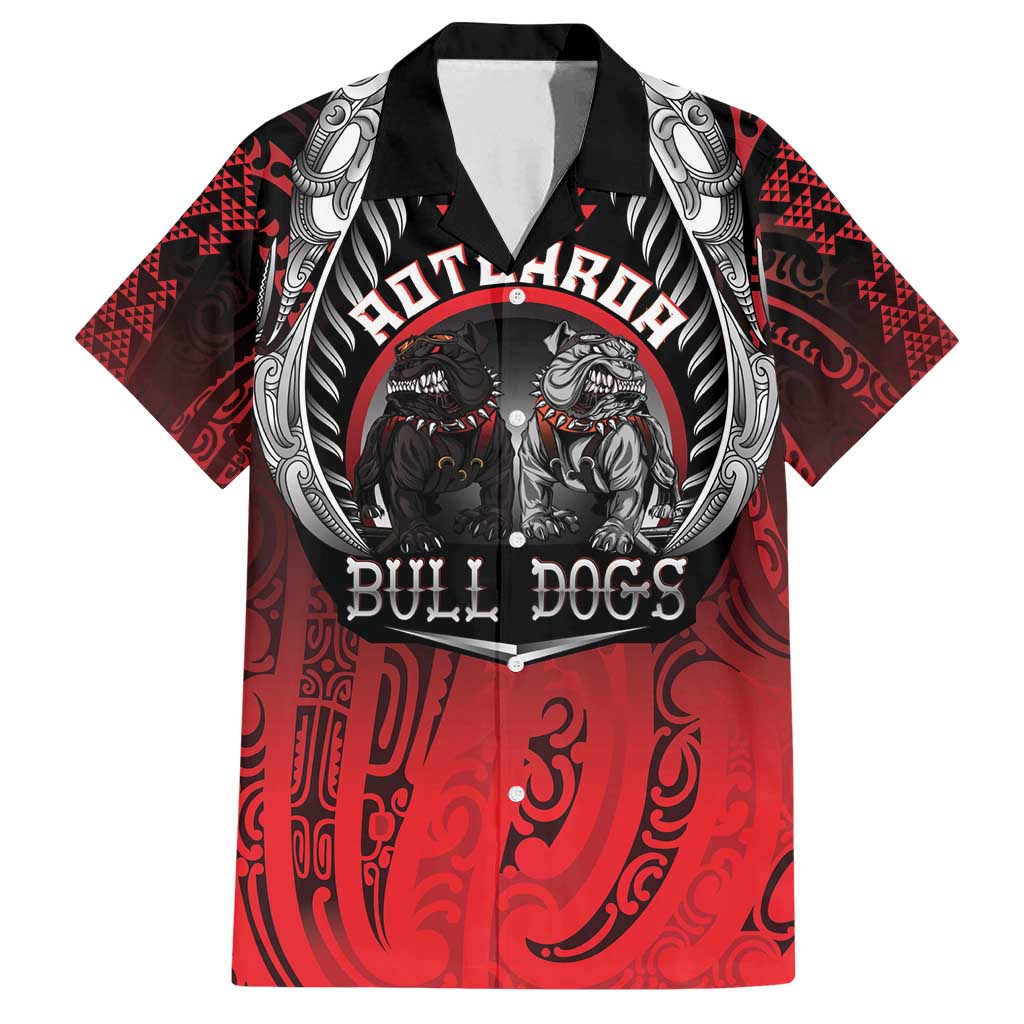 Aotearoa Bulldog Personalised Family Matching Off Shoulder Maxi Dress and Hawaiian Shirt Maori Kowhaiwhai Motif