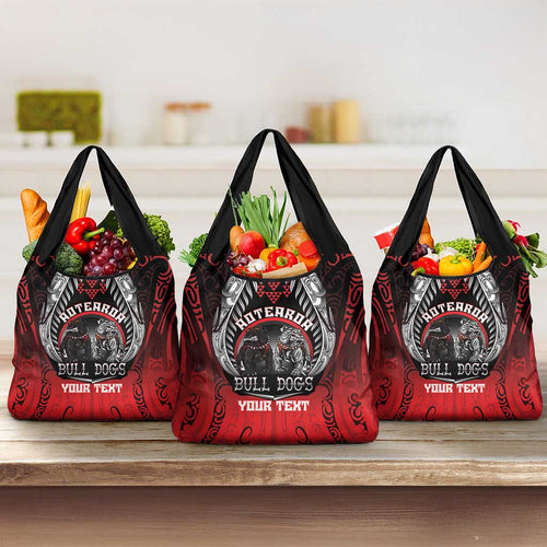 Aotearoa Bulldog Personalised Grocery Bag Maori Kowhaiwhai Motif