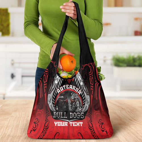 Aotearoa Bulldog Personalised Grocery Bag Maori Kowhaiwhai Motif