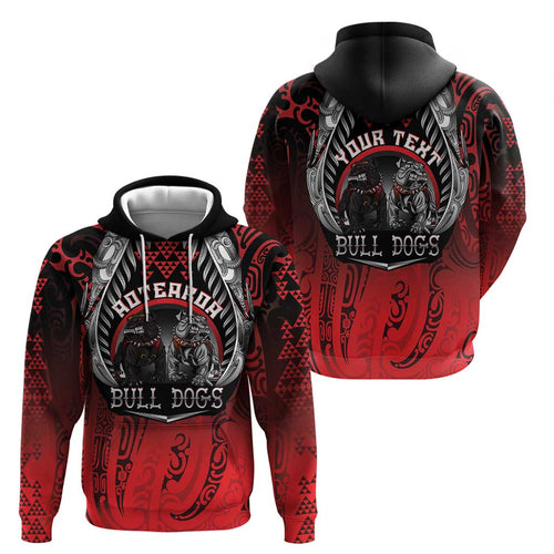Aotearoa Bulldog Personalised Hoodie Maori Kowhaiwhai Motif