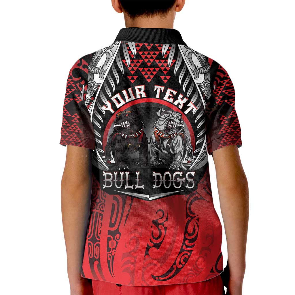 Aotearoa Bulldog Personalised Kid Polo Shirt Maori Kowhaiwhai Motif