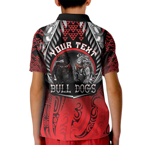 Aotearoa Bulldog Personalised Kid Polo Shirt Maori Kowhaiwhai Motif