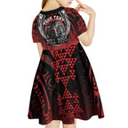Aotearoa Bulldog Personalised Kid Short Sleeve Dress Maori Kowhaiwhai Motif