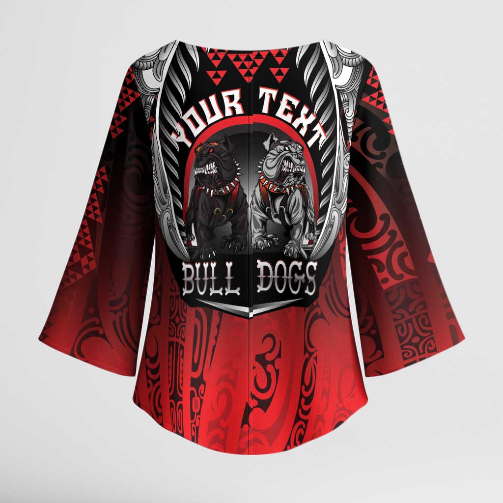 Aotearoa Bulldog Personalised Kimono Sleeve Blouse Maori Kowhaiwhai Motif - Aussie Hoodie