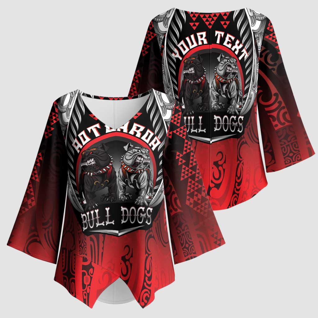 Aotearoa Bulldog Personalised Kimono Sleeve Blouse Maori Kowhaiwhai Motif - Aussie Hoodie