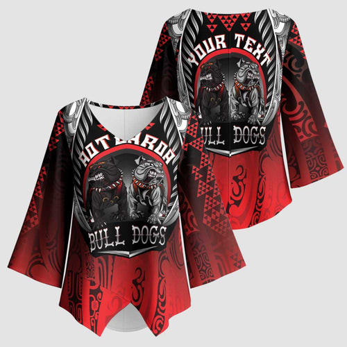 Aotearoa Bulldog Personalised Kimono Sleeve Blouse Maori Kowhaiwhai Motif - Aussie Hoodie