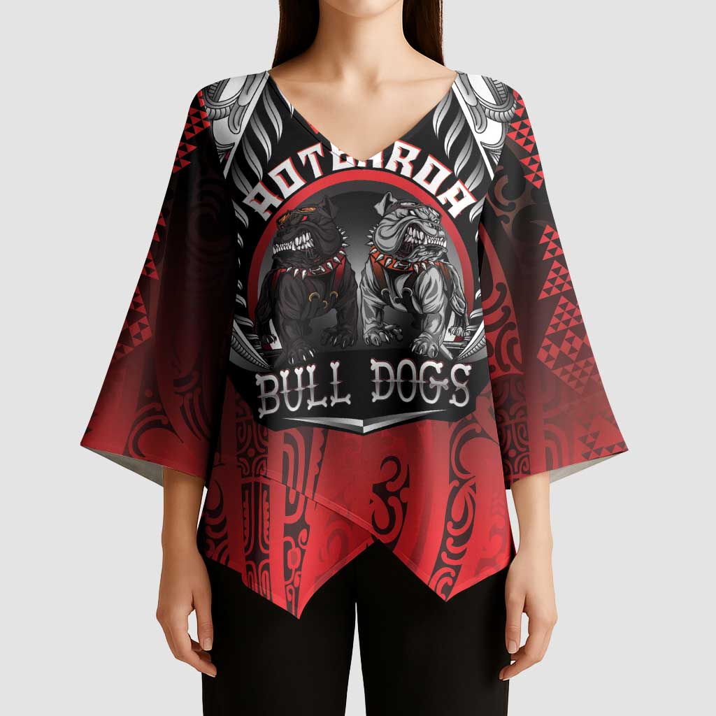 Aotearoa Bulldog Personalised Kimono Sleeve Blouse Maori Kowhaiwhai Motif - Aussie Hoodie