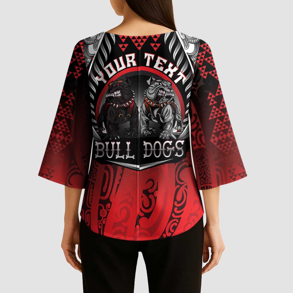 Aotearoa Bulldog Personalised Kimono Sleeve Blouse Maori Kowhaiwhai Motif - Aussie Hoodie