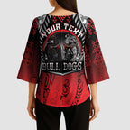 Aotearoa Bulldog Personalised Kimono Sleeve Blouse Maori Kowhaiwhai Motif - Aussie Hoodie