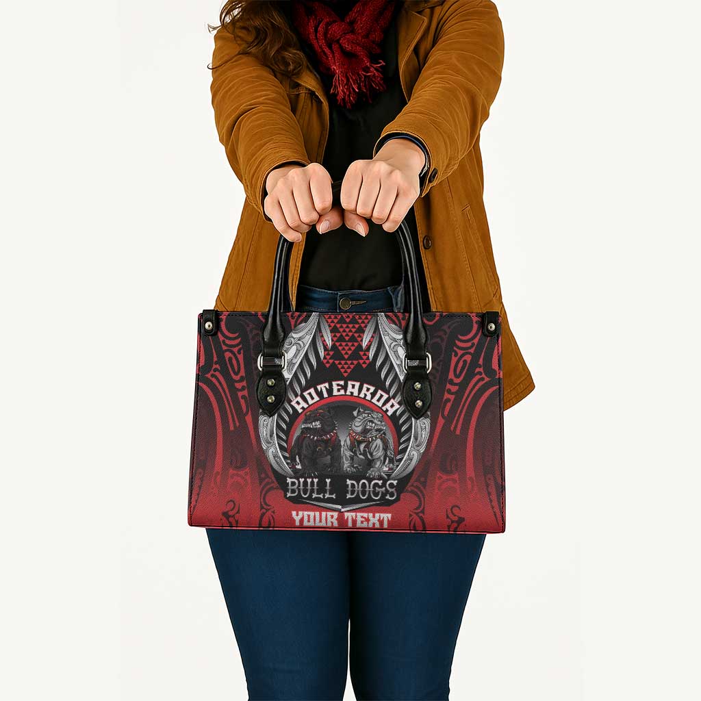 Aotearoa Bulldog Personalised Leather Bag Maori Kowhaiwhai Motif - Aussie Hoodie